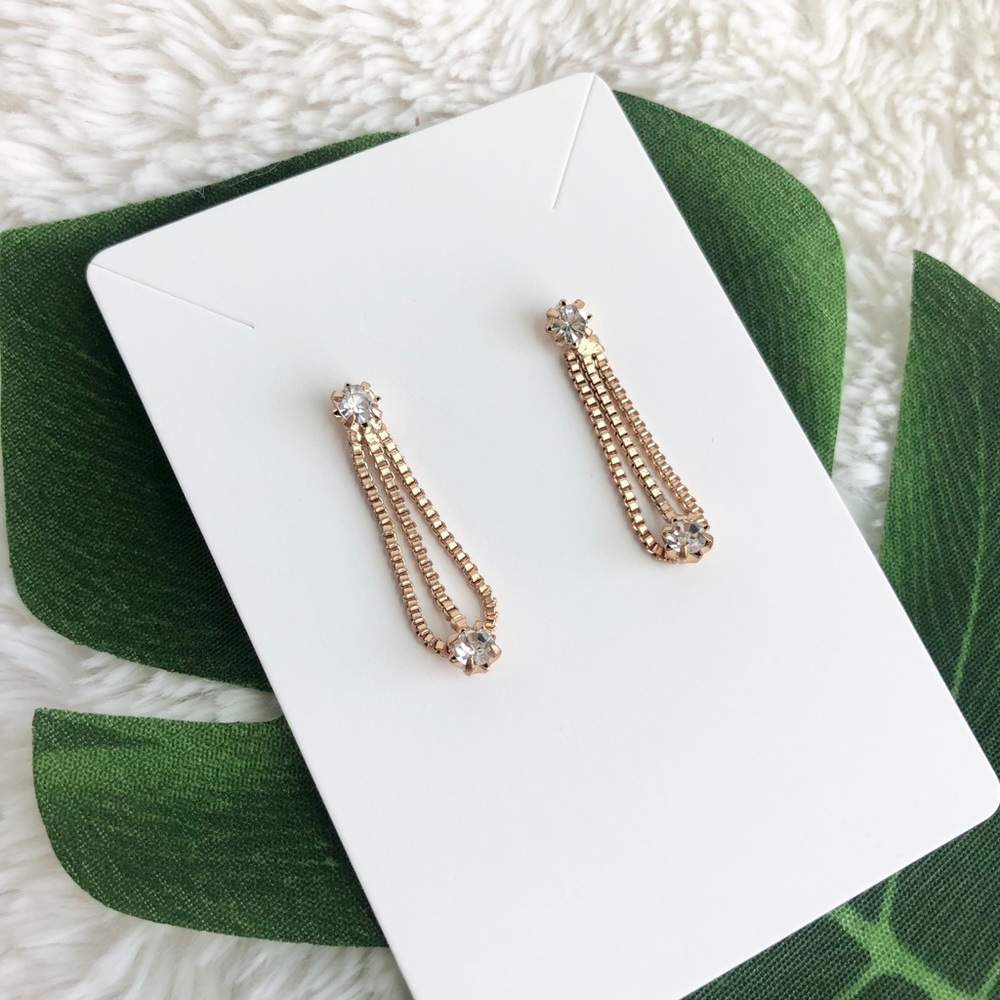 Gold Rhinestone Femme Dangle Earrings